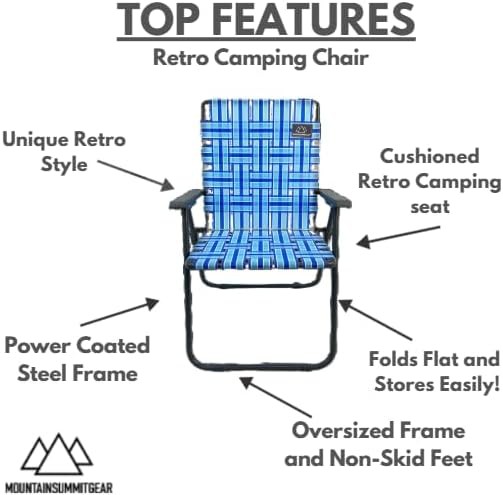 Retro Webbed Ocean Blue Camping Chair — photo 4