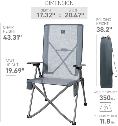 Grey mesh reclining camping chair — photo 3