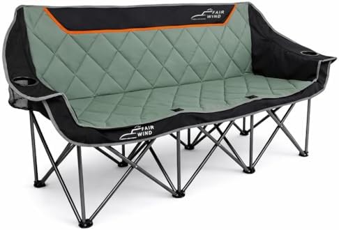 Black oversized triple folding camping couch