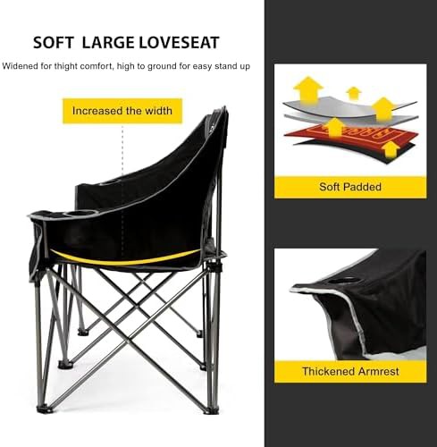 Black oversized triple folding camping couch — photo 4