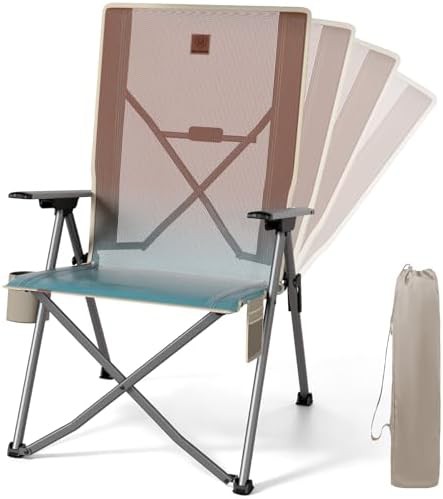 Orange mesh reclining camping chair