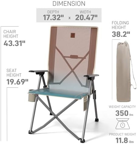 Orange mesh reclining camping chair — photo 4