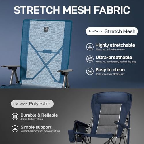 Blue mesh reclining camping chair — photo 3