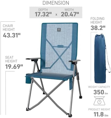 Blue mesh reclining camping chair — photo 4