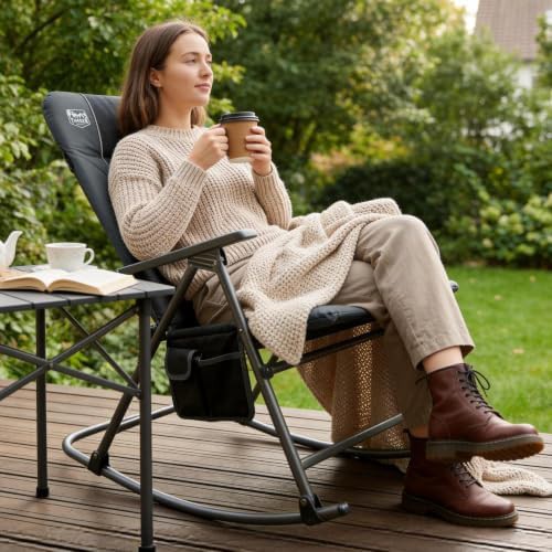 Oversized folding rocking camping chair black