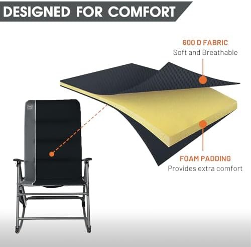 Oversized folding rocking camping chair black — photo 4
