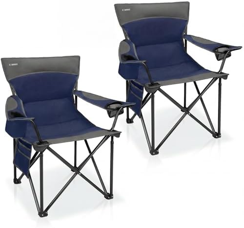 Dark Blue Padded Two Pack Folding Chairs