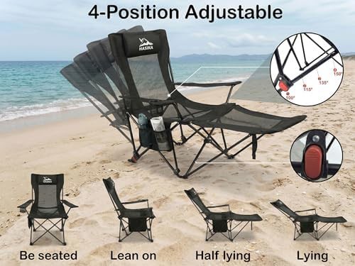 Reclining camping chair with integrated footrest — photo 4