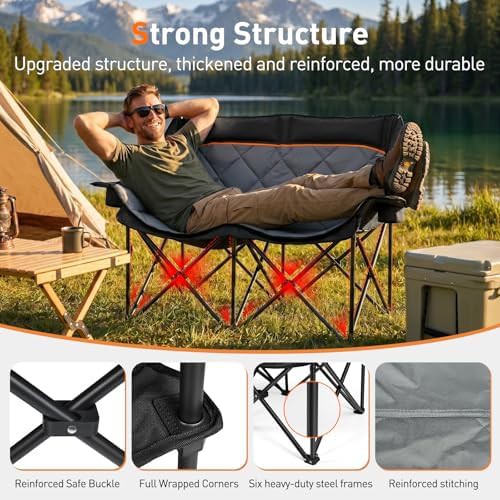 Double padded heavy duty folding loveseat — photo 4