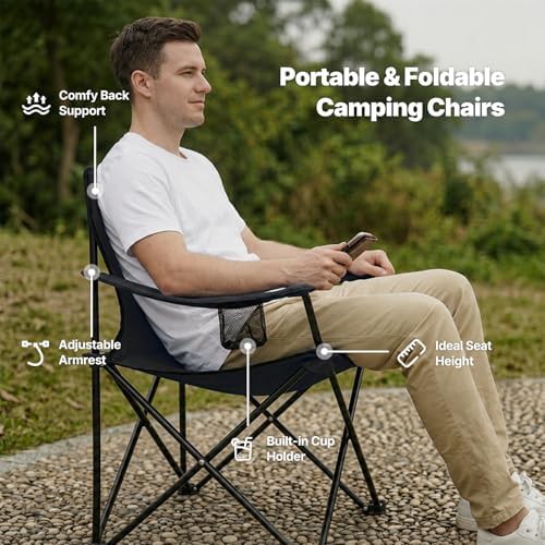 Black Folding Lawn and Beach Chairs 4 Pack — photo 3