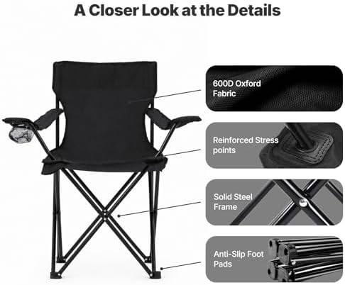 Black Folding Lawn and Beach Chairs 4 Pack — photo 4