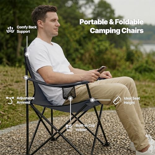 Grey Portable Beach and Lawn Chairs 4 Pack — photo 3