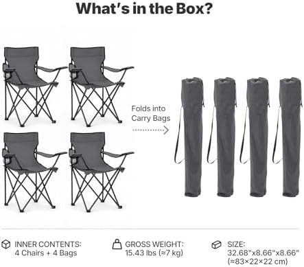 Grey Portable Beach and Lawn Chairs 4 Pack — photo 5