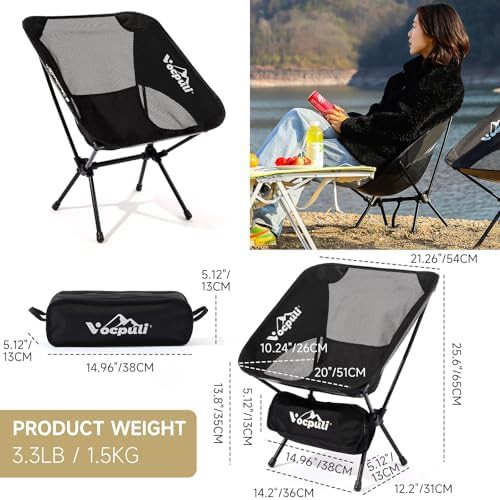 Lightweight Folding Black Backpacking Chair — photo 3