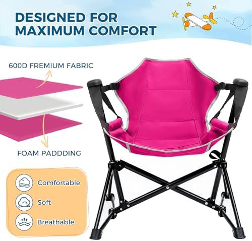 Pink folding kids hammock camping chair — photo 5