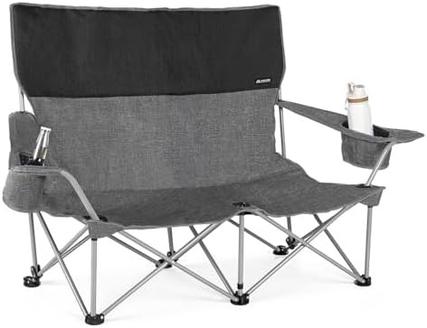 Lightweight grey high back camp loveseat