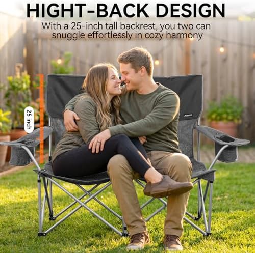 Lightweight grey high back camp loveseat — photo 4
