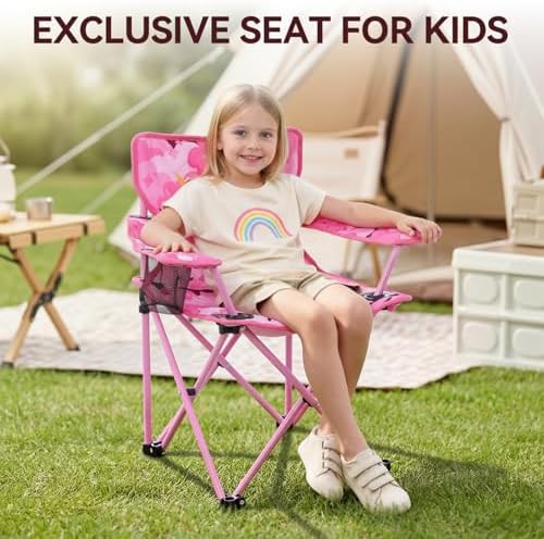 Pink unicorn padded folding kids camping chair — photo 5