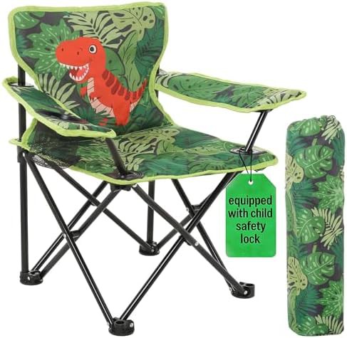 Green dinosaur padded kids camping chair