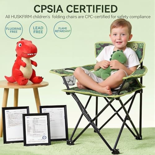 Green dinosaur padded kids camping chair — photo 3