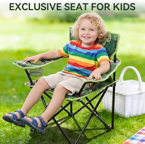 Green dinosaur padded kids camping chair — photo 4