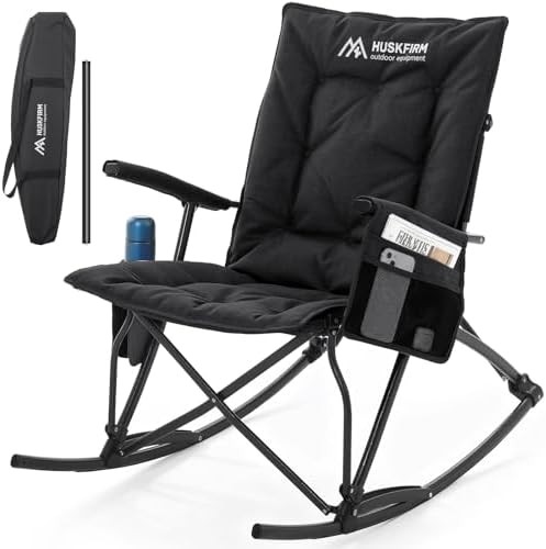 Black heavy duty folding rocker chair