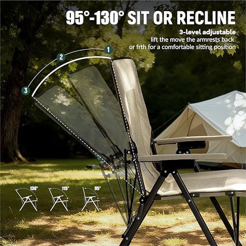 Beige Three Position Reclining Camp Chair — photo 3