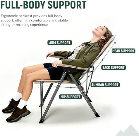 Beige Three Position Reclining Camp Chair — photo 4
