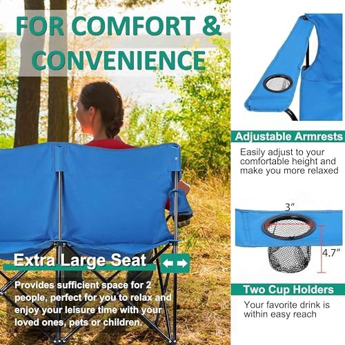 Blue Double Camping Beach Loveseat — photo 5