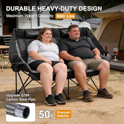 High Back Padded Double Folding Loveseat — photo 3