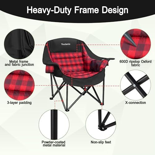 Large Padded Foldable Lawn Chair 400 lbs — photo 4