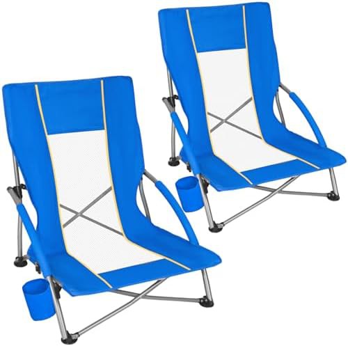 Low profile blue beach sand chair