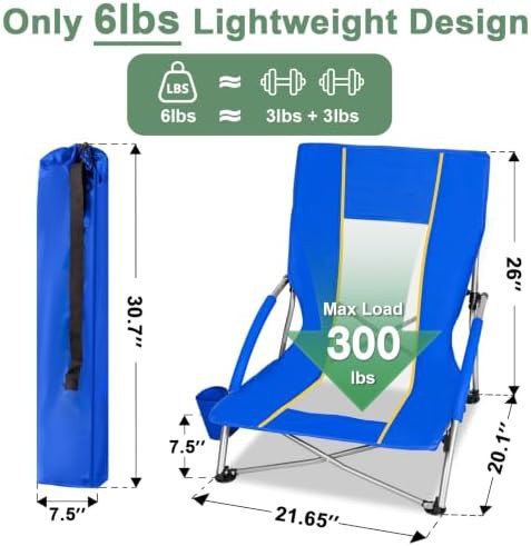 Low profile blue beach sand chair — photo 3