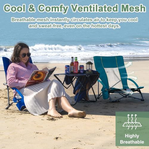 Low profile blue beach sand chair — photo 4