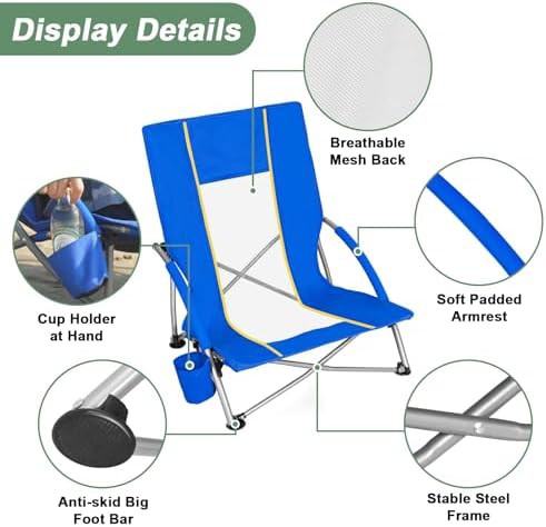 Low profile blue beach sand chair — photo 5