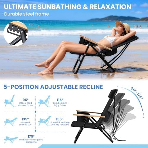 Black Reclining Chairs with Wooden Armrests 2 Pack — photo 4