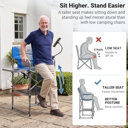 Tall foldable directors chair with holder — photo 3