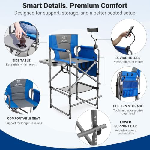 Tall foldable directors chair with holder — photo 4
