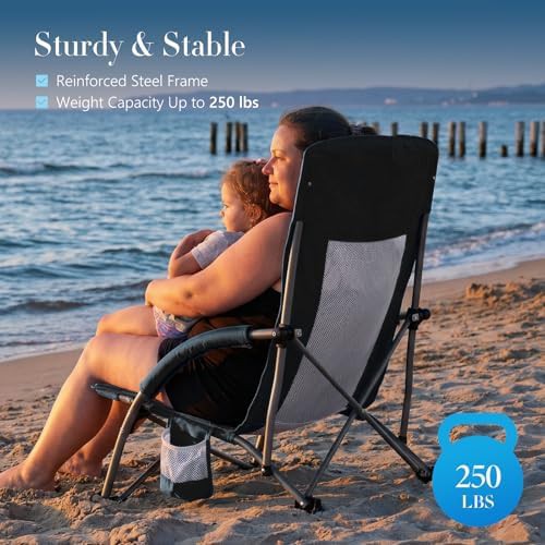Black low profile folding camping chair — photo 4