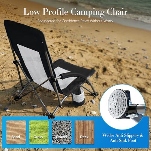 Black low profile folding camping chair — photo 5