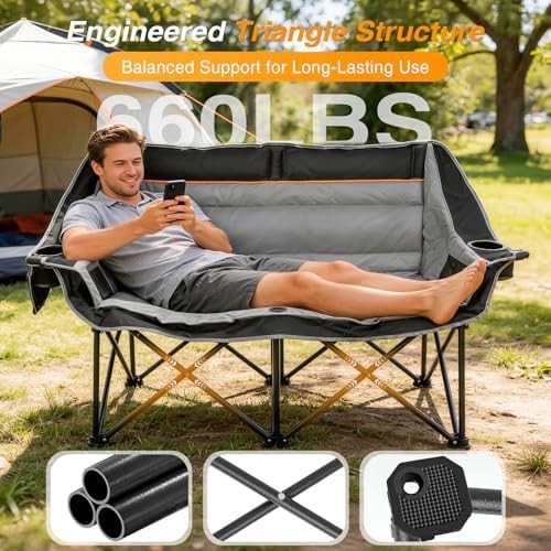 Double Folding Two Person Camp Chair — photo 4