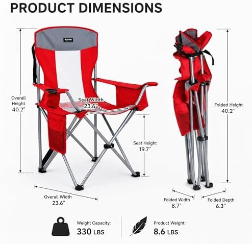Red oversized folding lawn chair 330 lb capacity — photo 3