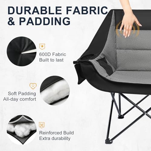 Double camping chair two person grey loveseat — photo 4