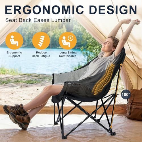 Oversized padded portable folding camp chair — photo 3
