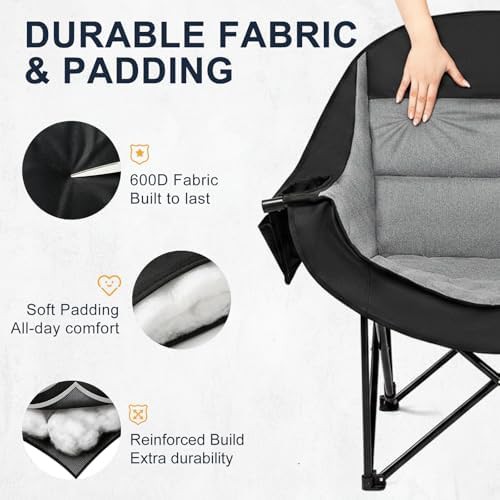 Oversized padded portable folding camp chair — photo 4