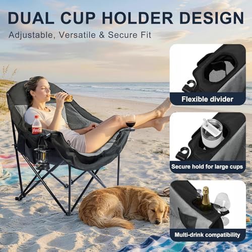 Oversized padded portable folding camp chair — photo 5