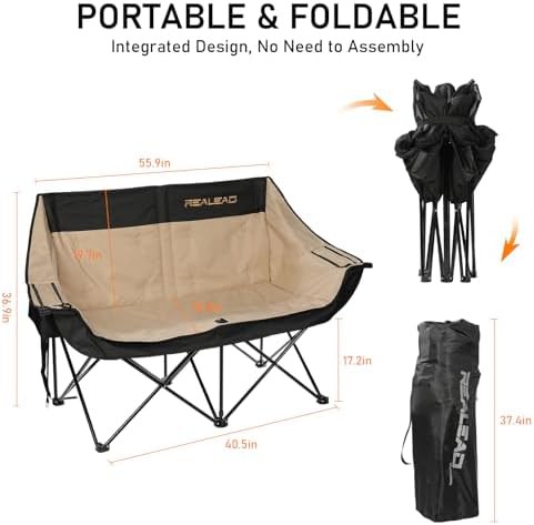 Heavy Duty Double Camping Couch in Black — photo 3