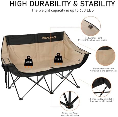 Heavy Duty Double Camping Couch in Black — photo 4