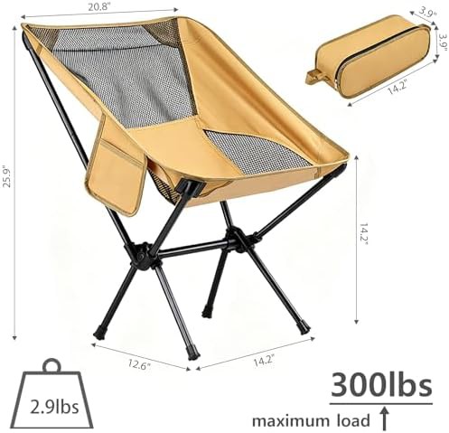 Khaki Mesh Portable Folding Leisure Chair — photo 3