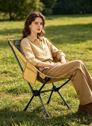 Khaki Mesh Portable Folding Leisure Chair — photo 4